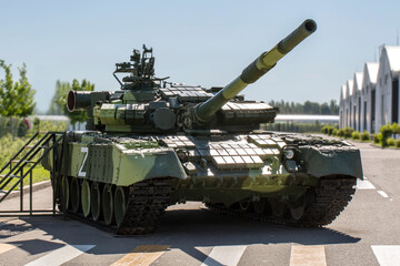 Russian tank ready for battle. Conflict in Ukraine
