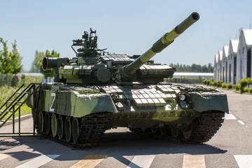 Wandcirkels plexiglas Russian tank ready for battle. Conflict in Ukraine © bborriss