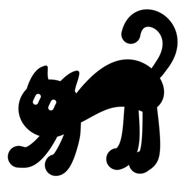 black cat stretching simple cartoon clip art preview