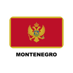 Oficial national flags of the world. Montenegro country.  Design rectangular. Vector Isolated on a blank background which can be edited and changed colors.