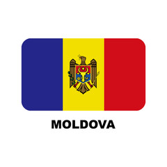Oficial national flags of the world. Moldova country.  Design rectangular. Vector Isolated on a blank background which can be edited and changed colors.