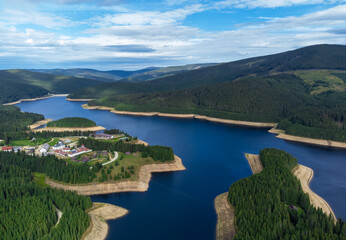 Obraz na płótnie Canvas Landscape of a mountain lake seen from above