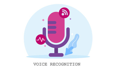 Voice recognition concept artificial intelligence recognizes speech vector illustration.