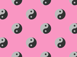 pattern. Image of Ying Yang symbol on pastel purple backgrounds. Symbol of opposite. Surface overlay pattern. 3D image. 3D rendering.