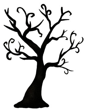 Halloween scary tree silhouette isolated