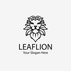 Lion Leaf Company Logo Premium Vector