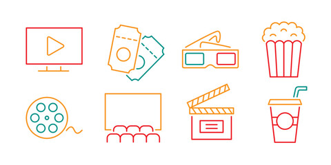 Set of Cinema Icons. Entertainment Logo Elements Collection