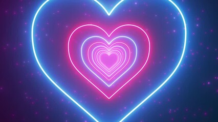 Heart Neon tunnel loop video background - Powered by Adobe