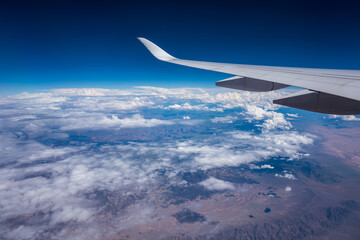 Fototapeta na wymiar view from airplane to a rocky landscape