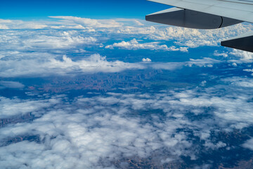 Fototapeta na wymiar view from airplane window to grand canyon