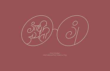 Happy Gandhi Jayanti. Minimal and typographical tribute to the great mahatma and the father of nation Mr. Mohandas Gandhi. 2nd October is the birth anniversary of beloved Mahatma Gandhi.  - obrazy, fototapety, plakaty