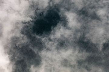 Aerial view of clouds above the ocean, Unalaska Island, Alaska, United States of America.