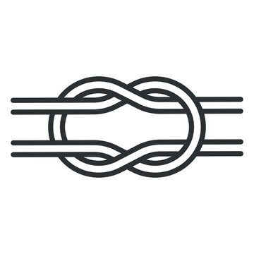 Cable rope, sea knot or loop. Hercules knot line icon. Reef Knot logo. Weaver's Knot.  Vector illustration