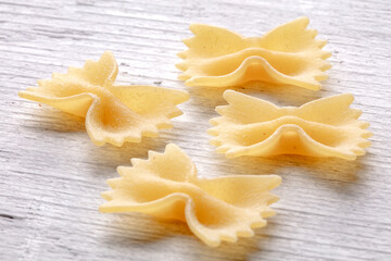 durum wheat pasta on white wood