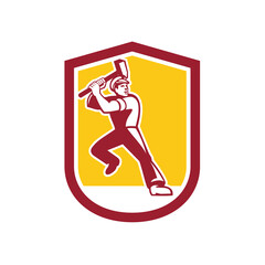 Union Worker Striking Sledgehammer Crest Retro