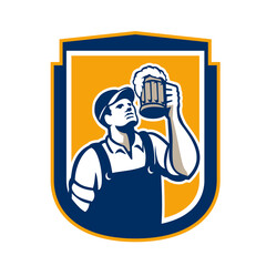 Bartender Toast Beer Mug Shield Retro