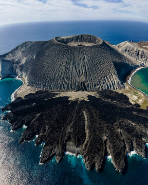 Aerial view of Isla san Benedicto, a volcanic island, Colima, Mexico.