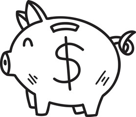 Hand Drawn piggy bank illustration