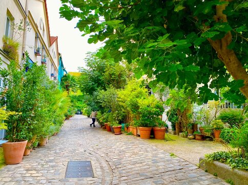 The hidden street of Cite du Figuier in the city of Paris