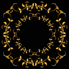 Decorative frame Elegant vector element for design in Eastern style, place for text. Beautiful floral golden border. Lace illustration for invitations, greeting cards and T Shirt design.