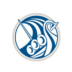 Viking Ship Circle Retro