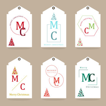 Christmas tags with typography and colorful icon. Vector and Illustration design for merry christmas.