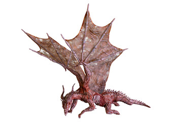 3D Rendering Fairy Tale Dragon on White