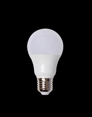 energy saving led bulb E27 closeup isolated on black background with clipping path