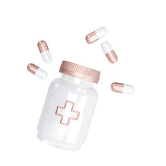 Pill bottle 3d rendering illustration