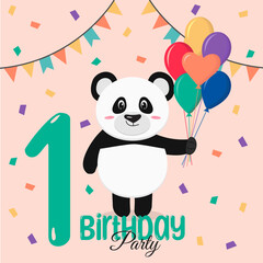 One Birthday card with panda.