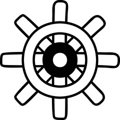 Obraz premium Hand Drawn boat steering wheel illustration