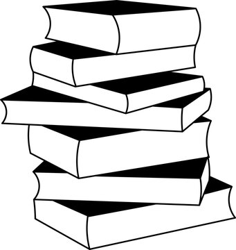 Book stack png transparent background illustrarion. Black icon.