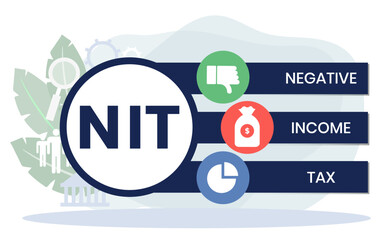 Vector website design template . NIT - Negative Income Tax acronym. business concept. illustration for website banner, marketing materials, business presentation, online advertising.