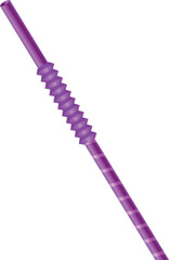 Purple cocktail straw. Realistic plastic disposable mockup