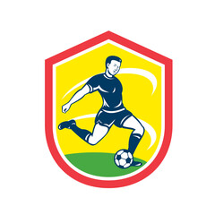 Obraz premium Soccer Player Kicking Ball Retro