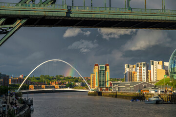 Rainbow over Millennium Bridge Newcastle