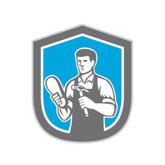 Shoemaker Cobbler Shoe Repair Shield Retro