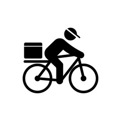 Obraz premium Courier delivery by bicycle Icon, Shipping fast deliveryman riding bike symbol, Pictogram flat design for apps and websites, Track and trace processing status, Vector illustration