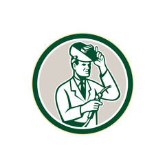 Scientist Lab Researcher Welder Circle Retro