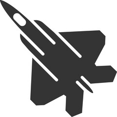 Military plane icon. Black air fighter. War aircraft