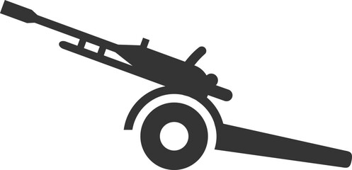 Artillery gun black icon. War fighting weapon