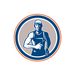 Marathon Runner Running Circle Retro