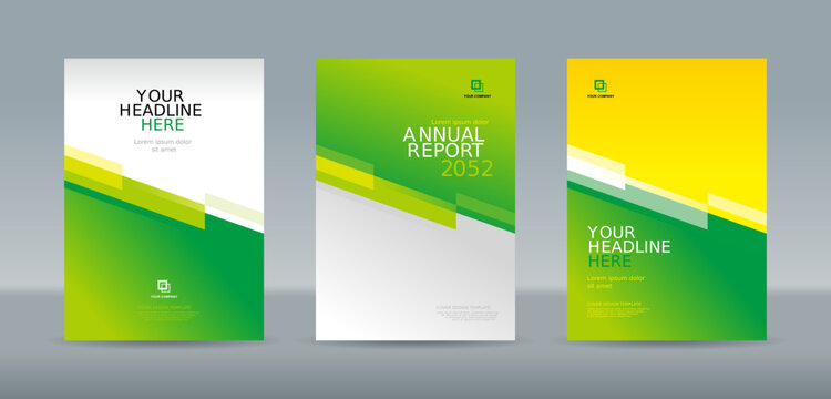 Modern abstract random transparent bar green yellow white background A4 size book cover template for annual report, magazine, booklet, proposal, portfolio, brochure, poster