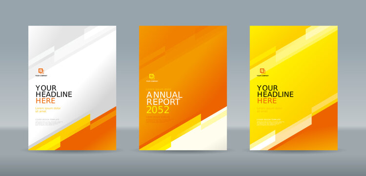 Modern abstract random transparent bar orange yellow white background A4 size book cover template for annual report, magazine, booklet, proposal, portfolio, brochure, poster