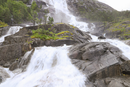 View at the Langfoss (Langfossen) waterfall, Norway