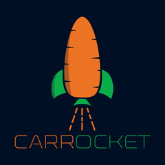 Carrot rocket, carrocket, vegetable logo, space, modern, creative, vector, illustration, romanArts49