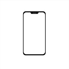 Modern black smartphone with white empty screen on white background. Vector illustration. Minimal concept
