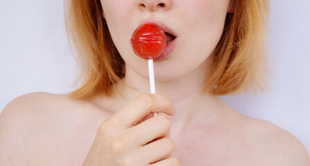 person with lollipop