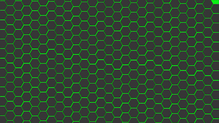 Green background and black hexagon