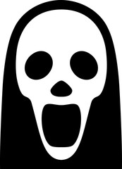 Horror movie scary icon in black and white